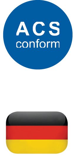 logo ACS conform et drapeau allemand